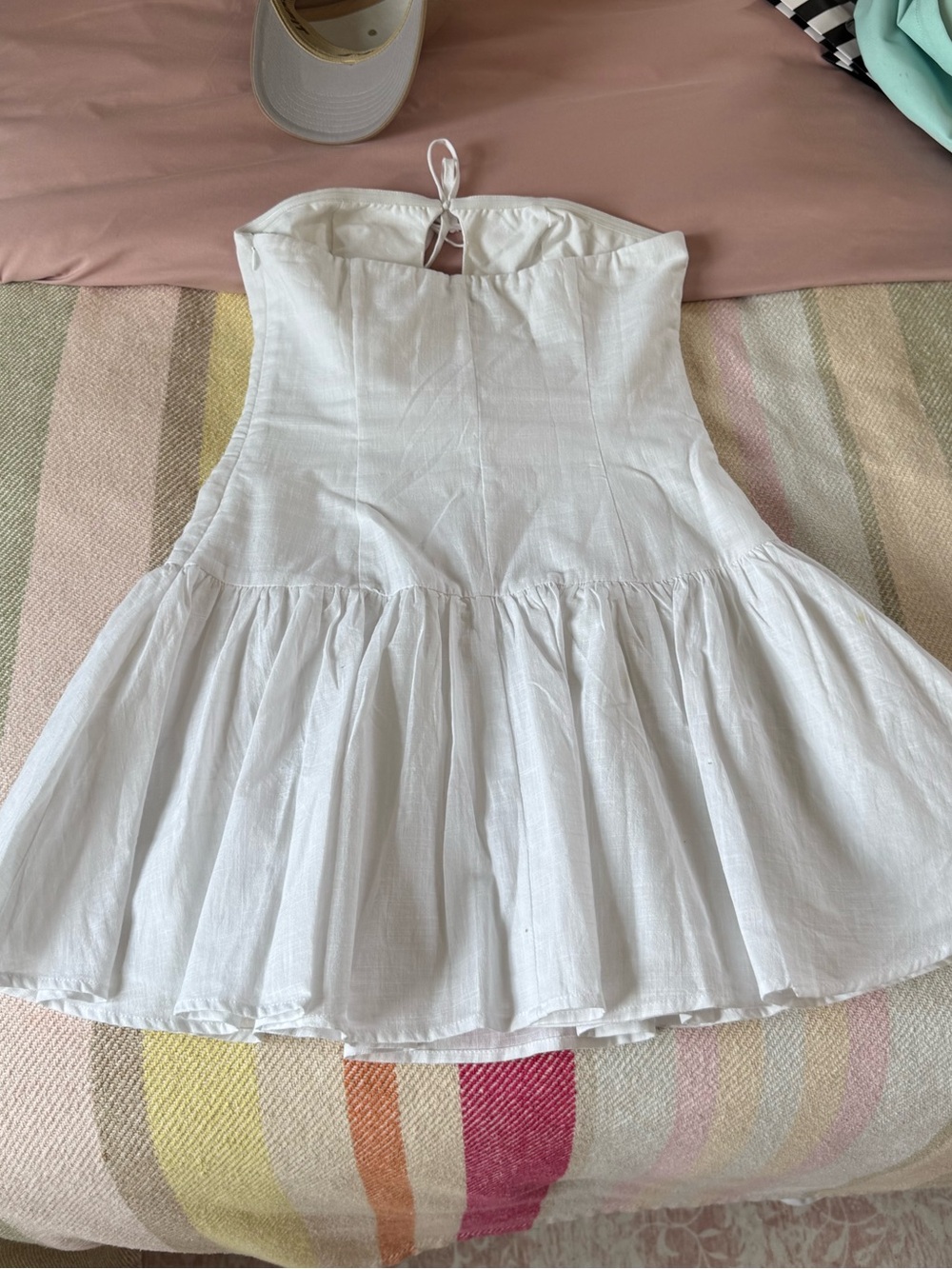Seven Wonders White Strapless Peplum Dress